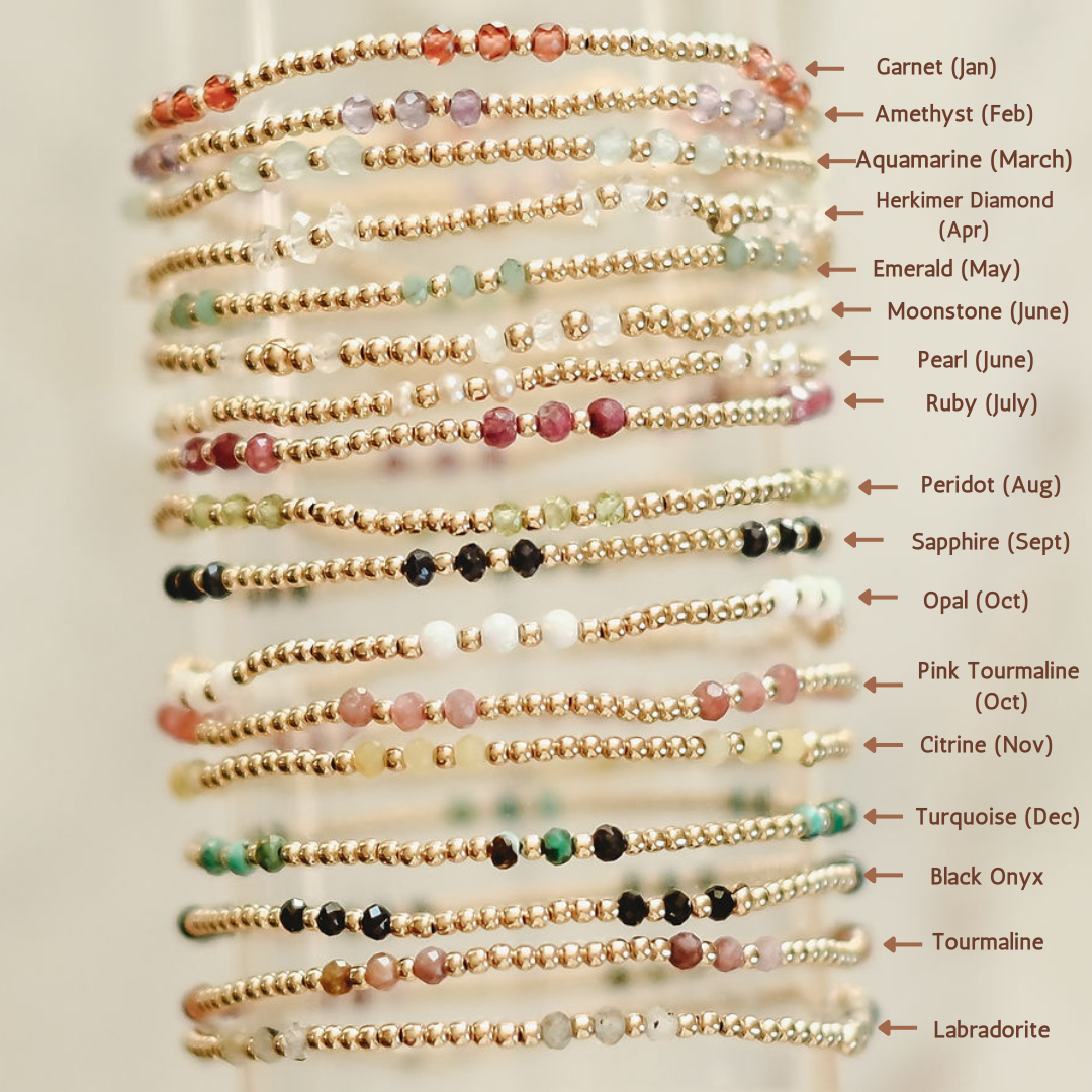 Marley Birthstone Gemstone Beaded Bracelet- WHOLESALE