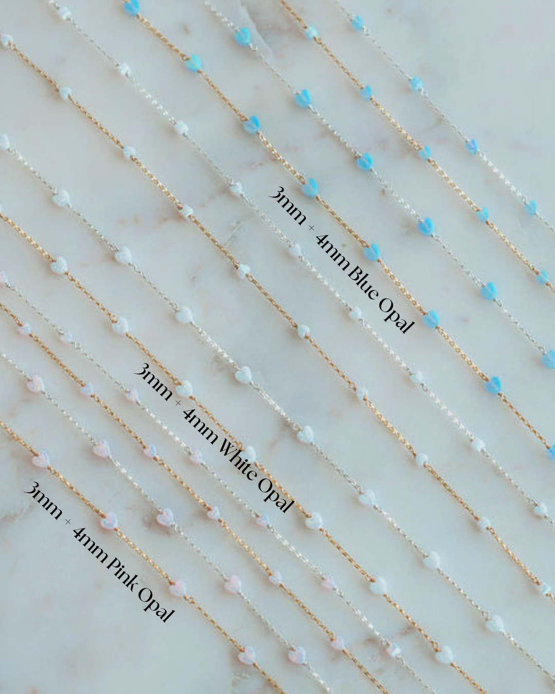 Lil Hearts Opal Permanent Jewelry Chain- READY TO SHIP/ PREORDER (3 feet)