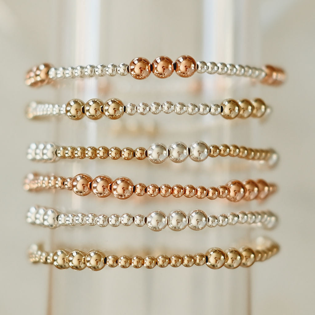 Everly - Mixed Metal Gold Fill Beaded Bracelet- WHOLESALE