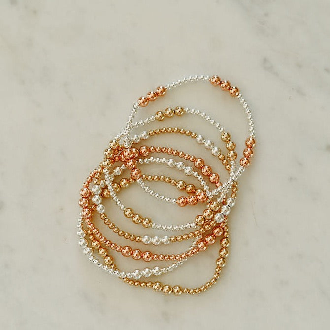 Everly - Mixed Metal Gold Fill Beaded Bracelet- WHOLESALE