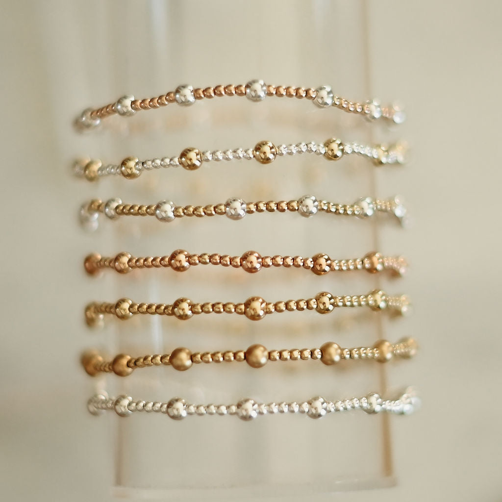 Crew - Mixed Metal Gold Fill Beaded Bracelet- WHOLESALE