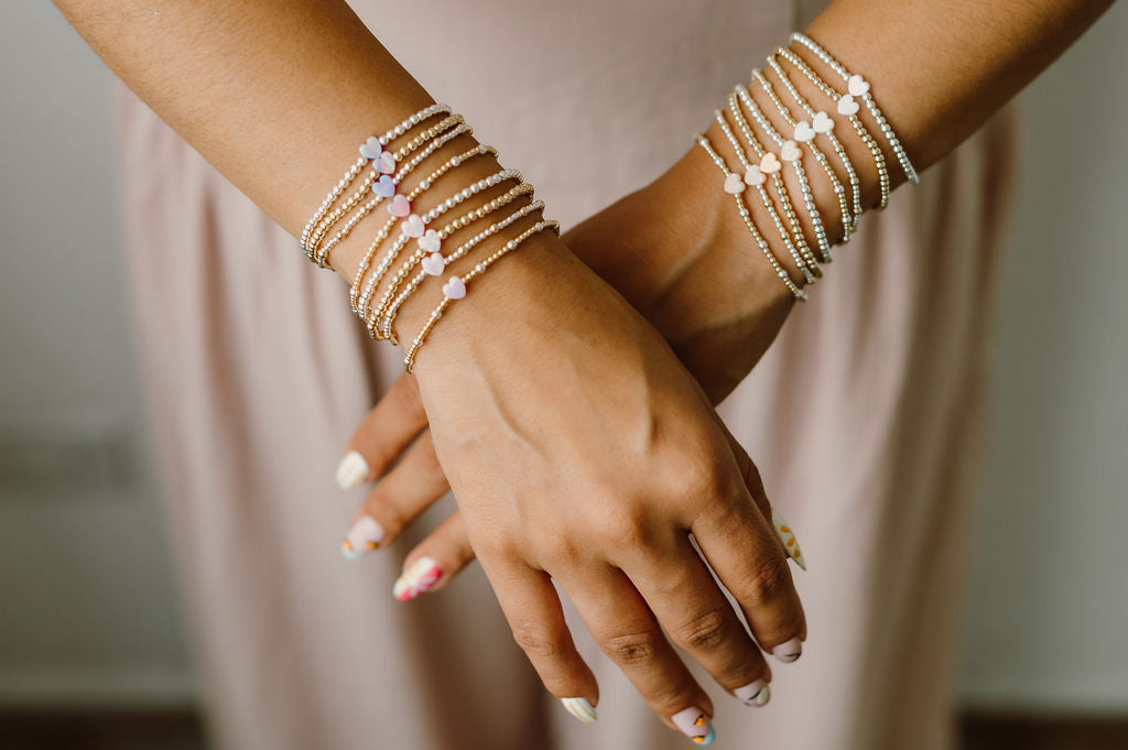 Opal Heart Gold Fill + Sterling Silver Bracelet- PREORDER