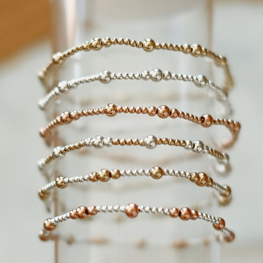 Oaklyn - Mixed Metal Gold Fill + Sterling Silver Beaded Bracelet- WHOLESALE