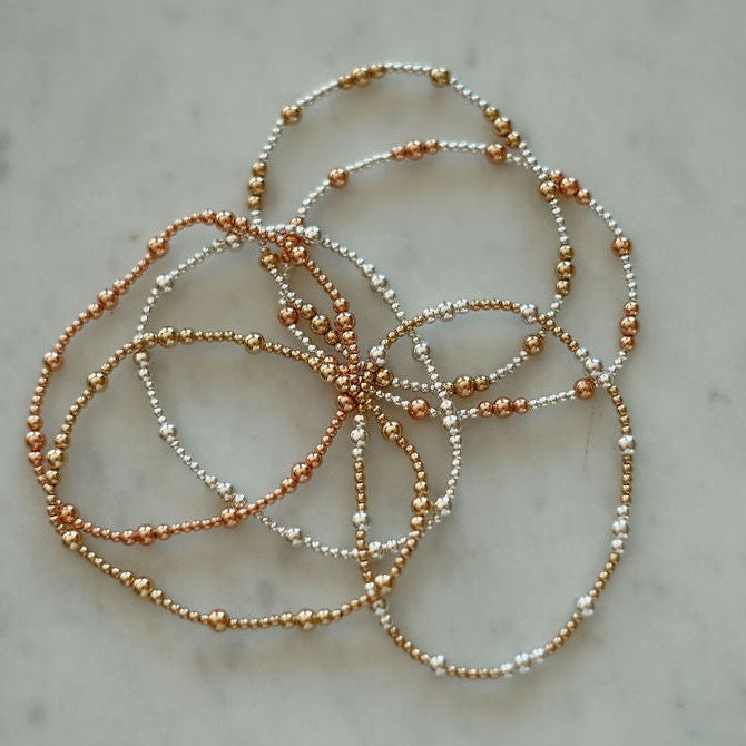 Oaklyn - Mixed Metal Gold Fill + Sterling Silver Beaded Bracelet- WHOLESALE
