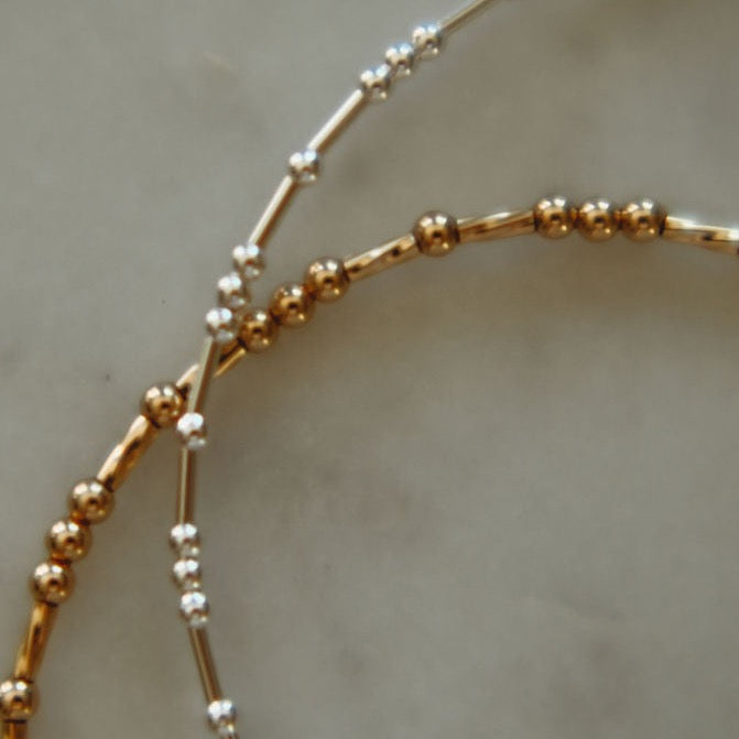 Austyn -Bar Metal Gold and Silver Beaded Bracelet - WHOLESALE