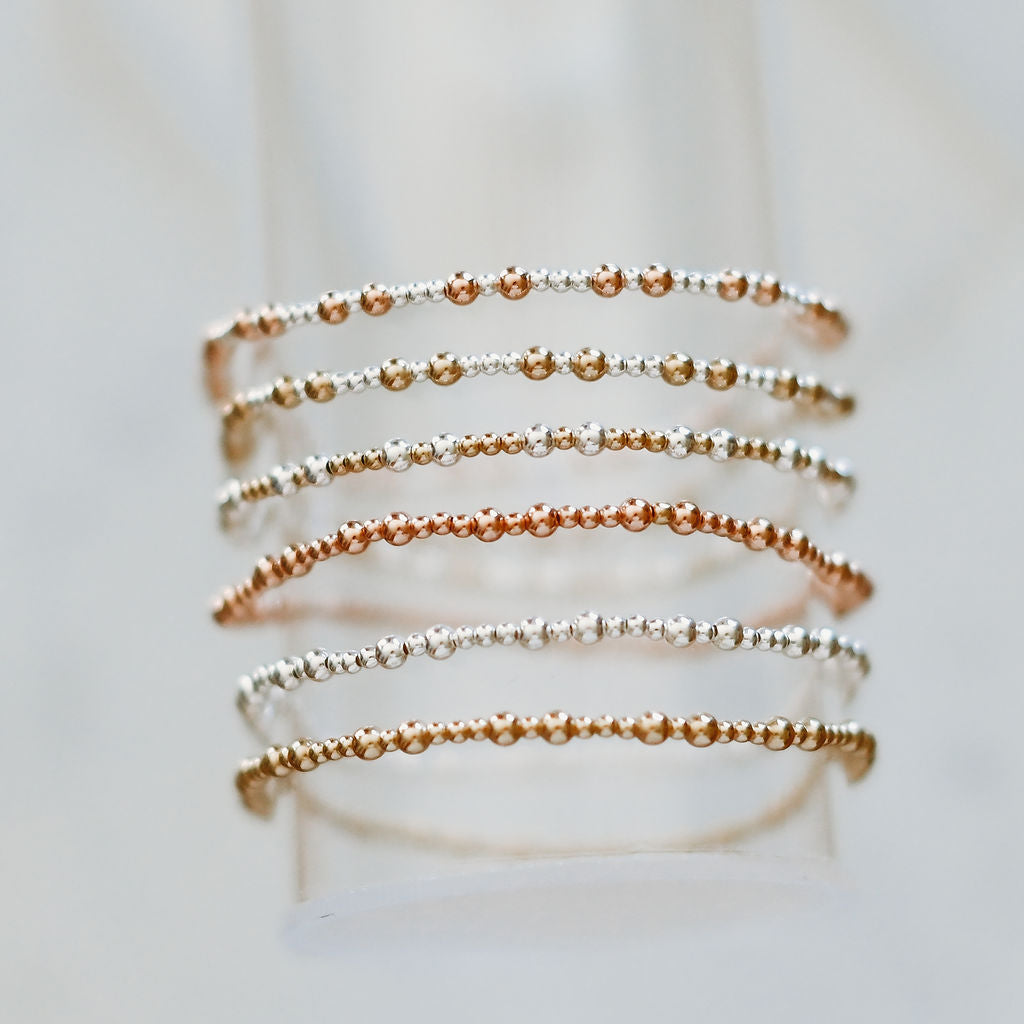 Madison - Mixed Metal Gold Fill + Sterling Silver Beaded Bracelet- WHOLESALE