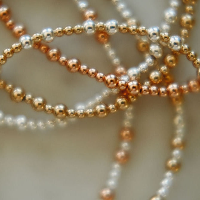 Madison - Mixed Metal Gold Fill + Sterling Silver Beaded Bracelet- WHOLESALE