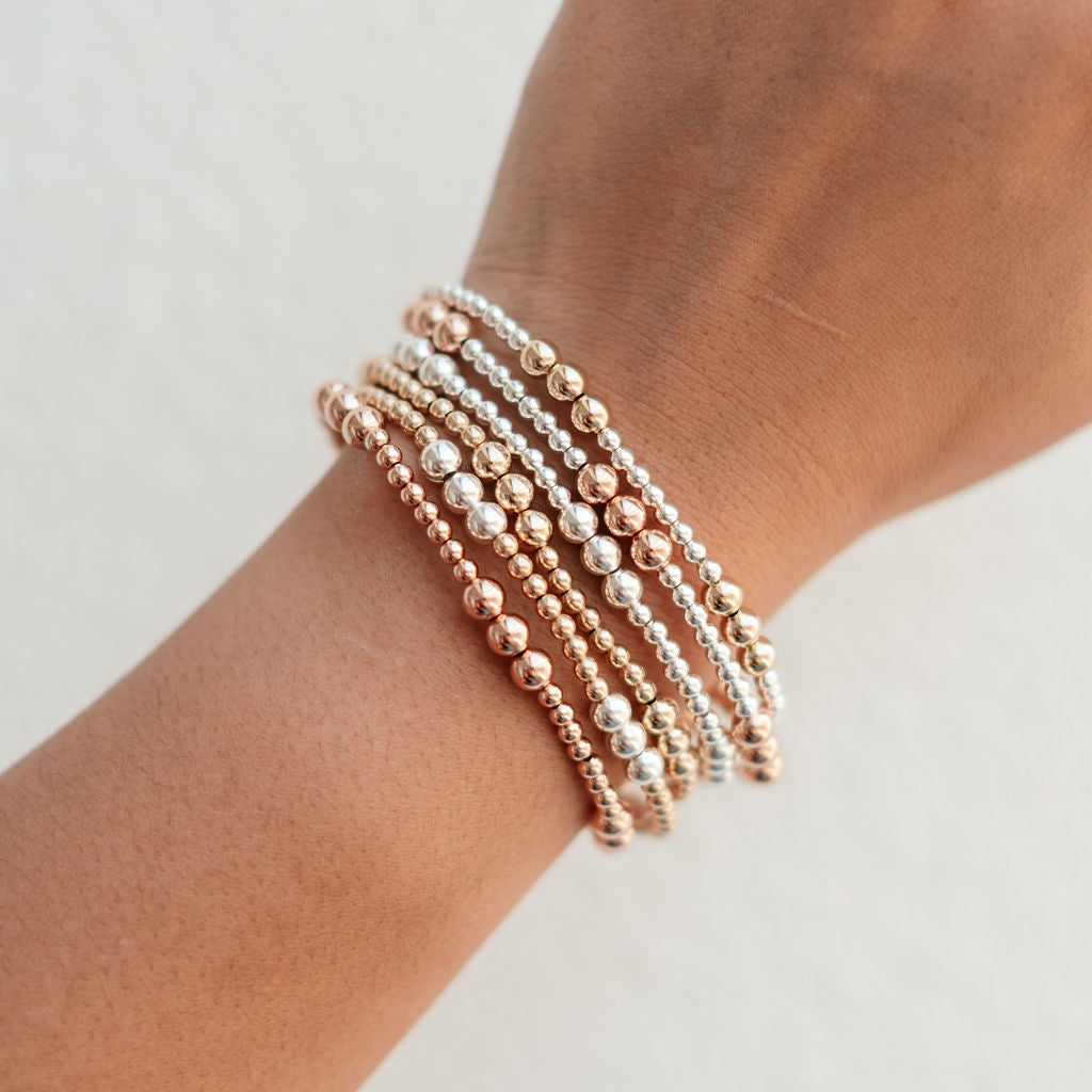 Everly - Mixed Metal Gold Fill Beaded Bracelet- WHOLESALE