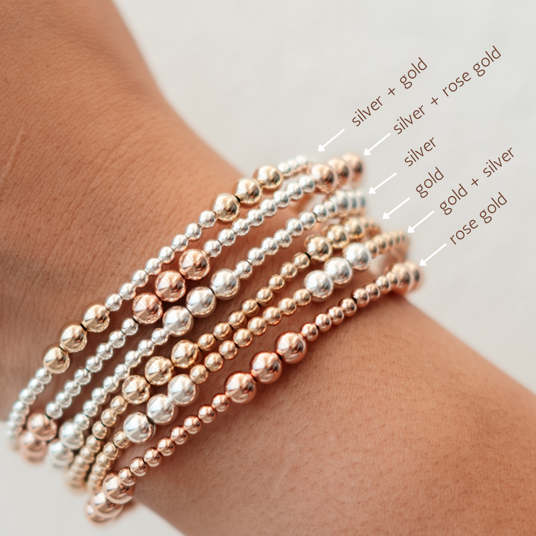 Everly - Mixed Metal Gold Fill Beaded Bracelet- WHOLESALE