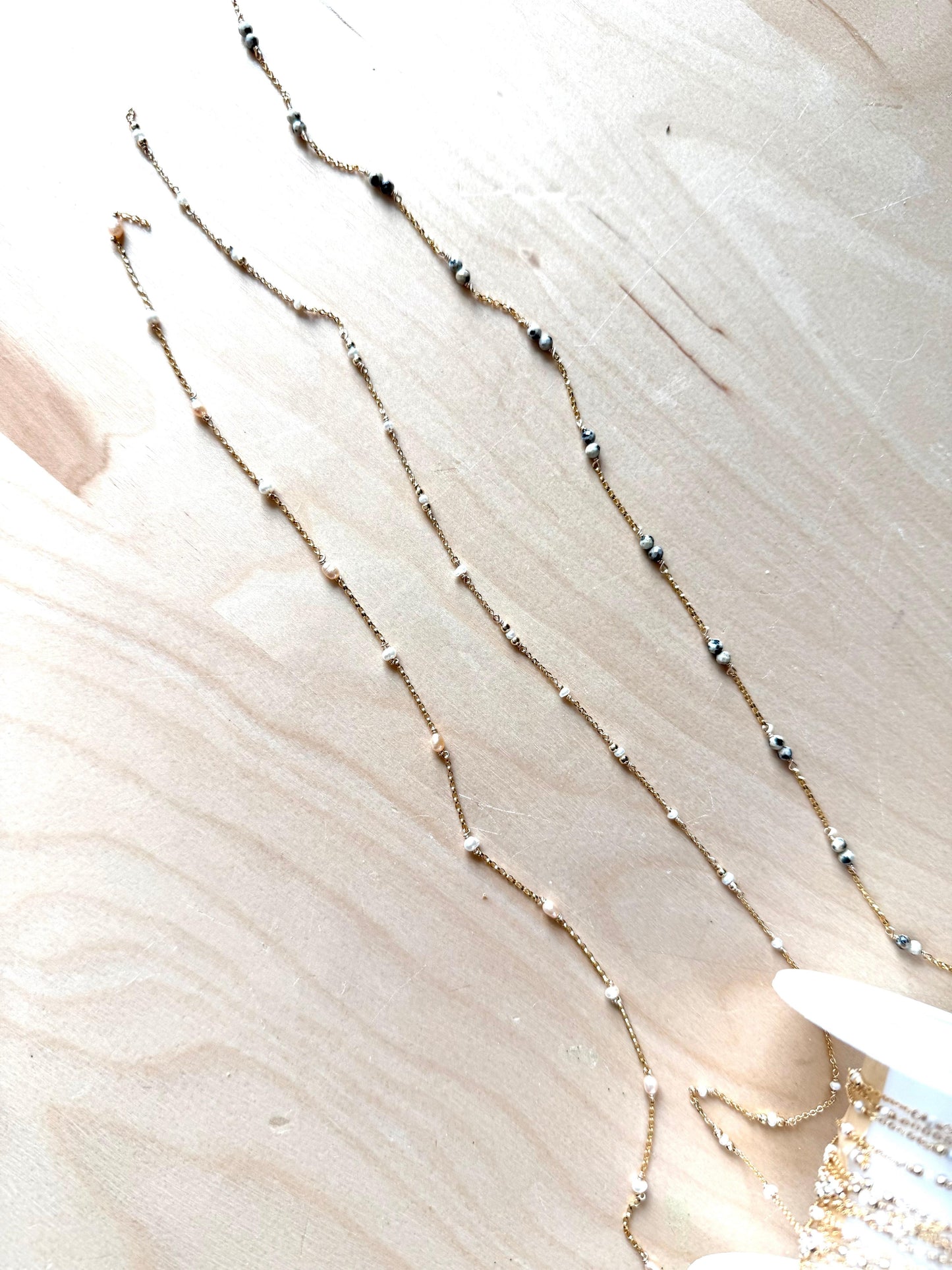 READY TO SHIP Dalmatian Jasper, Tiny Pearl + Peachy Pearl (3 feet)