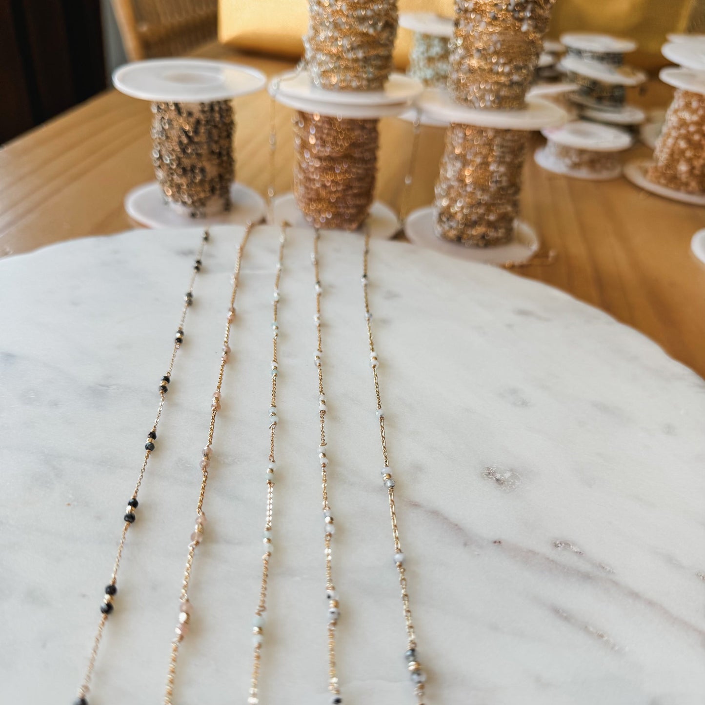 READY TO SHIP Tiny Triple Gemstone Permanent Jewelry Chain (3 feet)