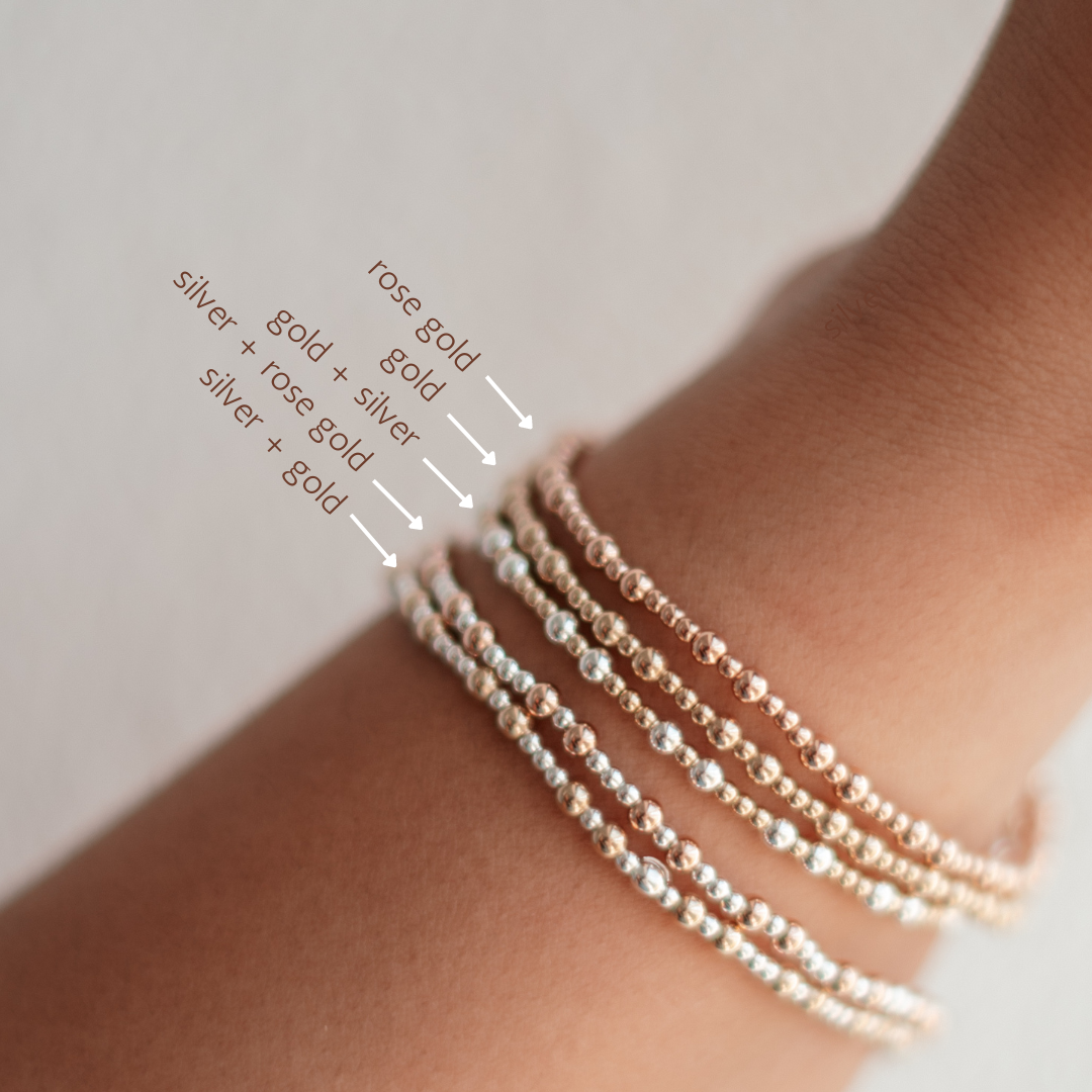 Madison - Mixed Metal Gold Fill + Sterling Silver Beaded Bracelet- WHOLESALE