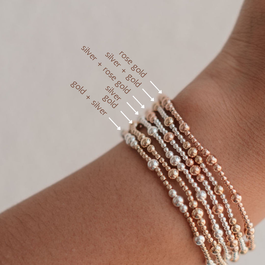 Oaklyn - Mixed Metal Gold Fill + Sterling Silver Beaded Bracelet- WHOLESALE