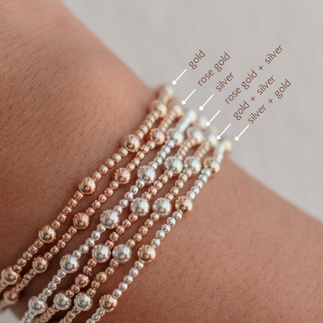 Crew - Mixed Metal Gold Fill Beaded Bracelet- WHOLESALE