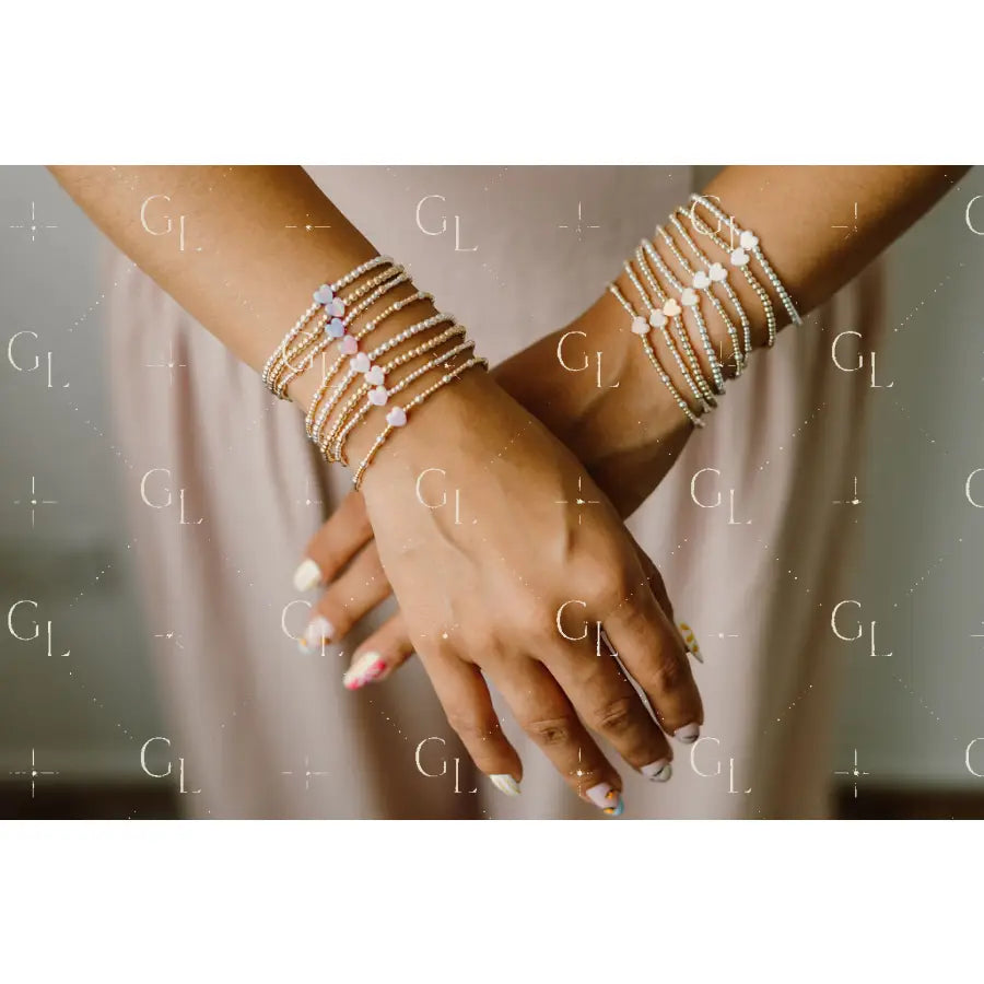 Opal Heart Gold Fill + Sterling Silver Bracelet- PREORDER