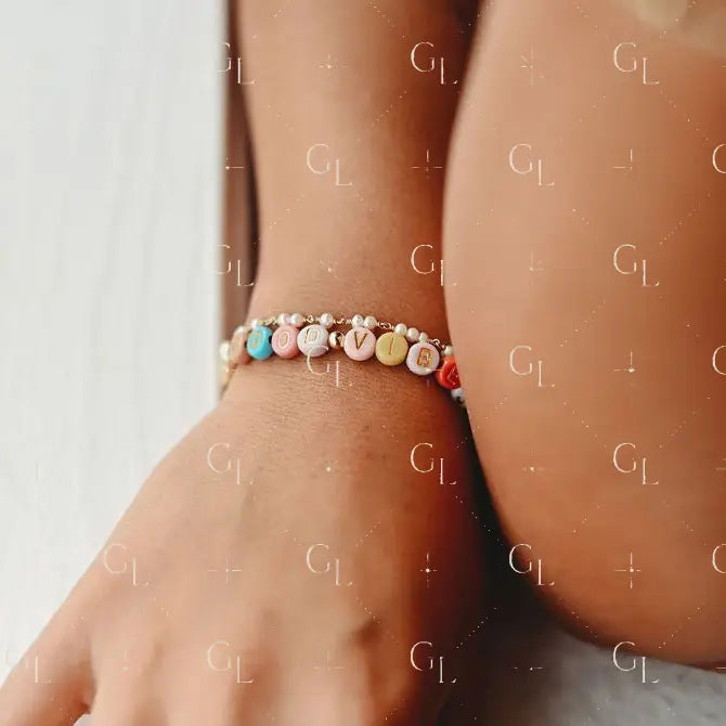 Vibe - Letter Gold Beaded Bracelet- WHOLESALE