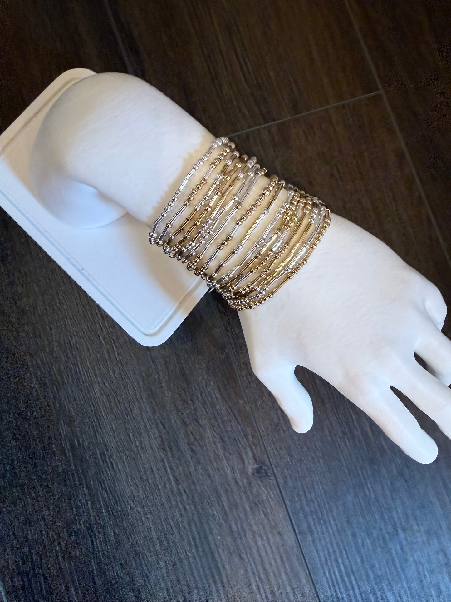 Morse Code 14k Gold Fill and Sterling Silver Bracelet - Large
