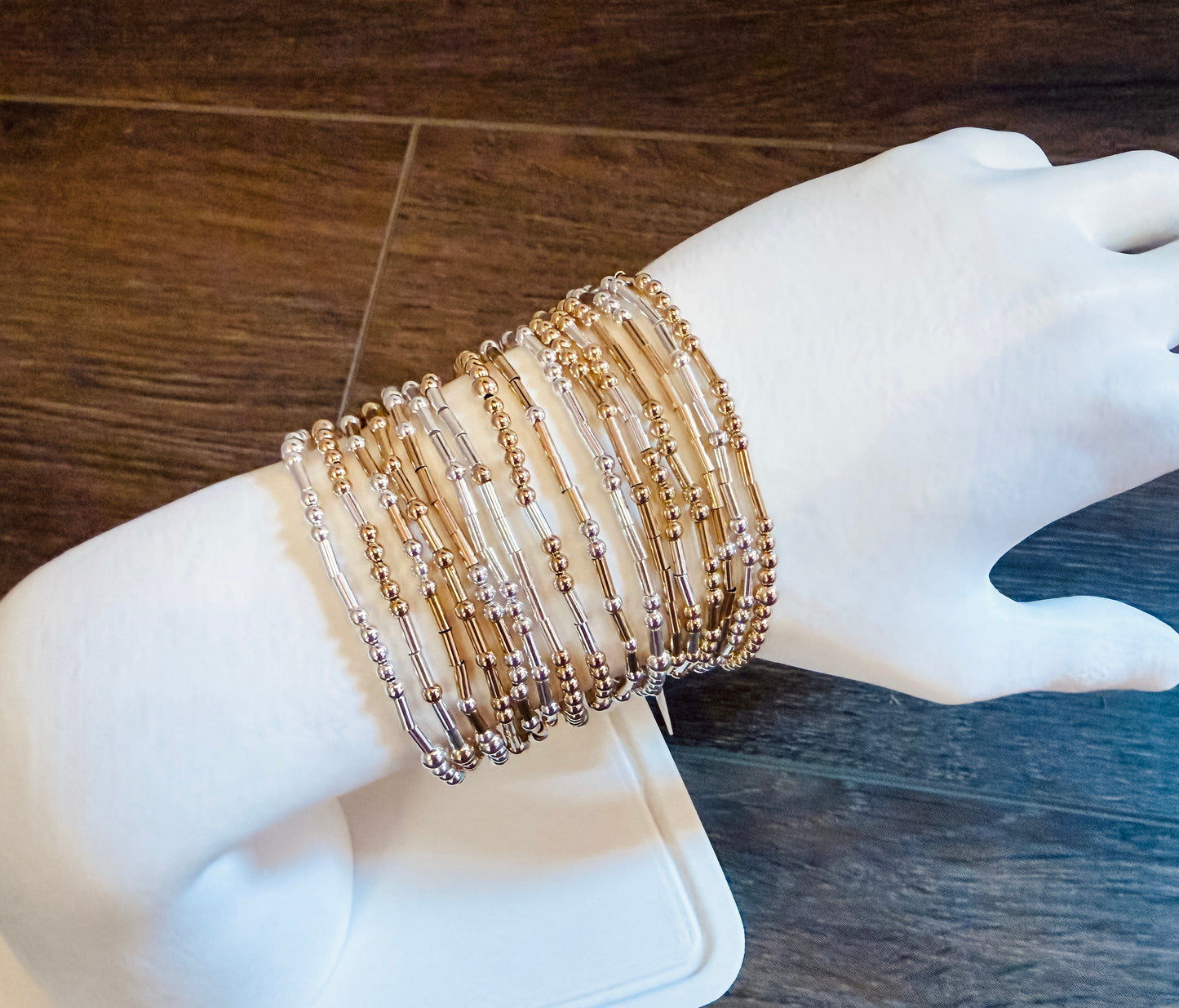 Morse Code 14k Gold Fill and Sterling Silver Bracelet - Large