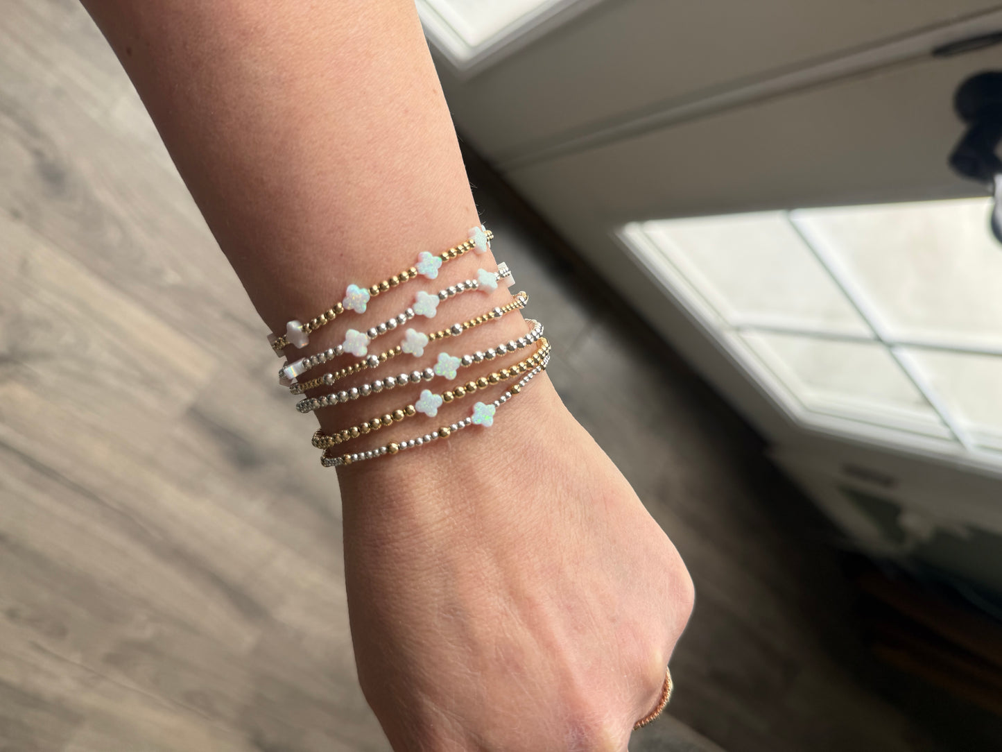 Opal Clover 14k Gold Fill + Sterling Silver Bracelet READY to SHIP