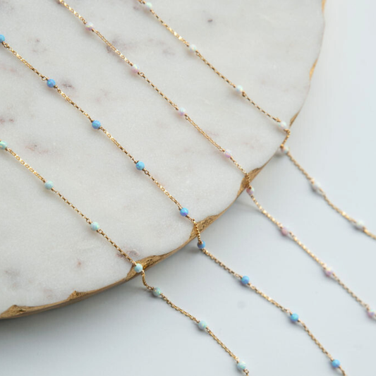 Single Opal Gold Fill Gemstone Permanent Jewelry Chain READY TO SHIP