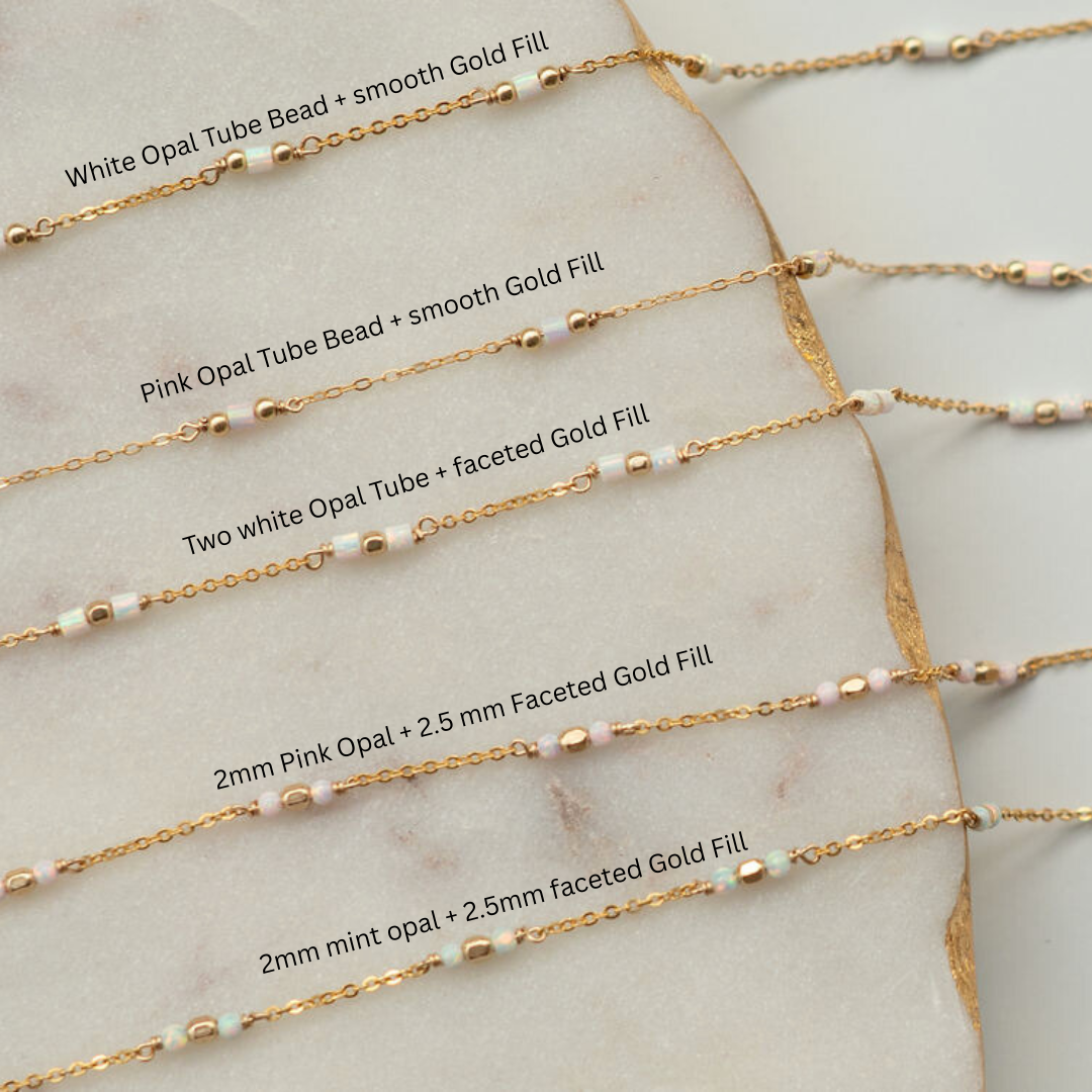 NEW styles- Tiny Opal Gold Fill Gemstone Permanent Jewelry Chain READY TO SHIP