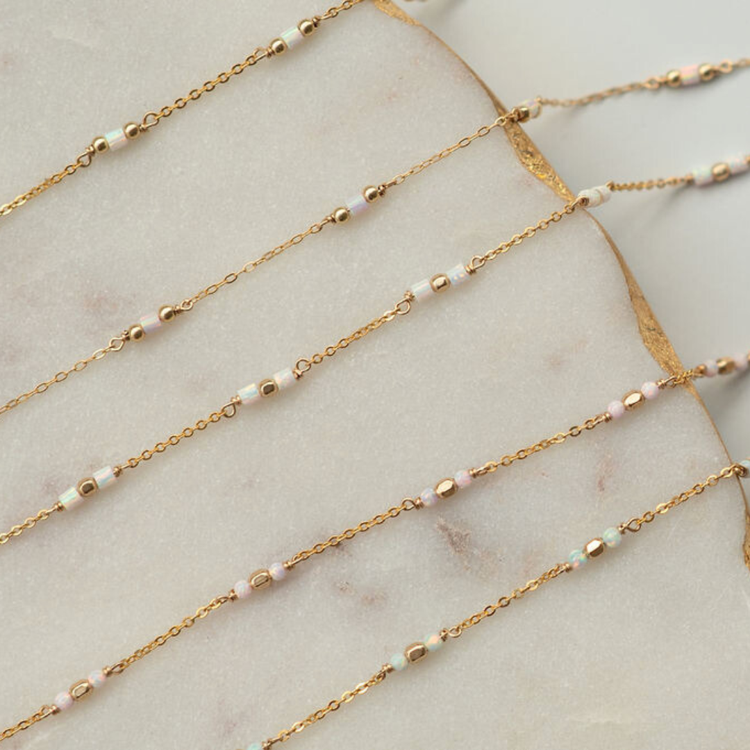 NEW styles- Tiny Opal Gold Fill Gemstone Permanent Jewelry Chain READY TO SHIP