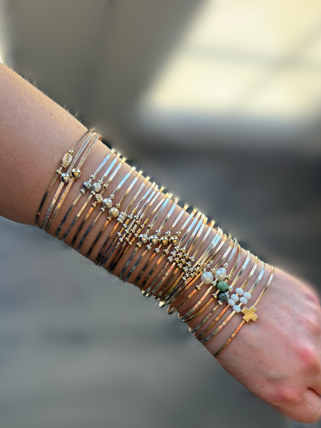 NEW! Beaded Permanent Jewelry Bangle - 14k Gold Fill, Sterling Silver, Mixed Metal