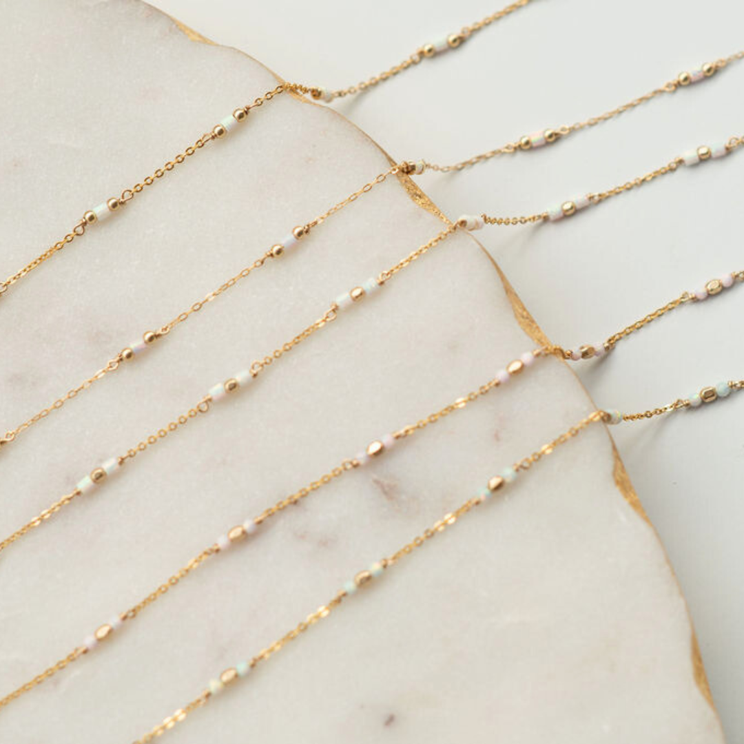 NEW styles- Tiny Opal Gold Fill Gemstone Permanent Jewelry Chain READY TO SHIP