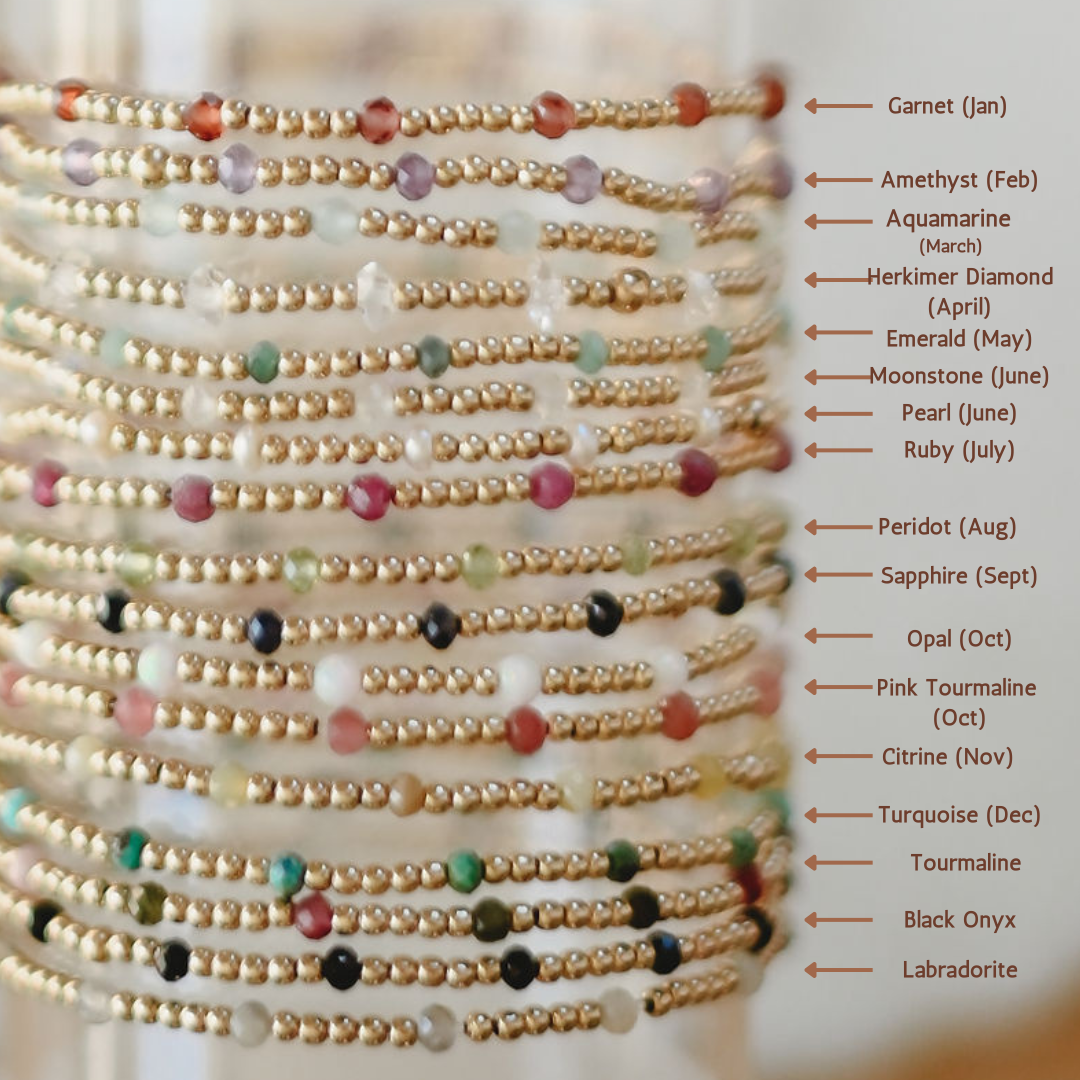 Ezra Birthstone Gemstone Beaded Bracelet- WHOLESALE