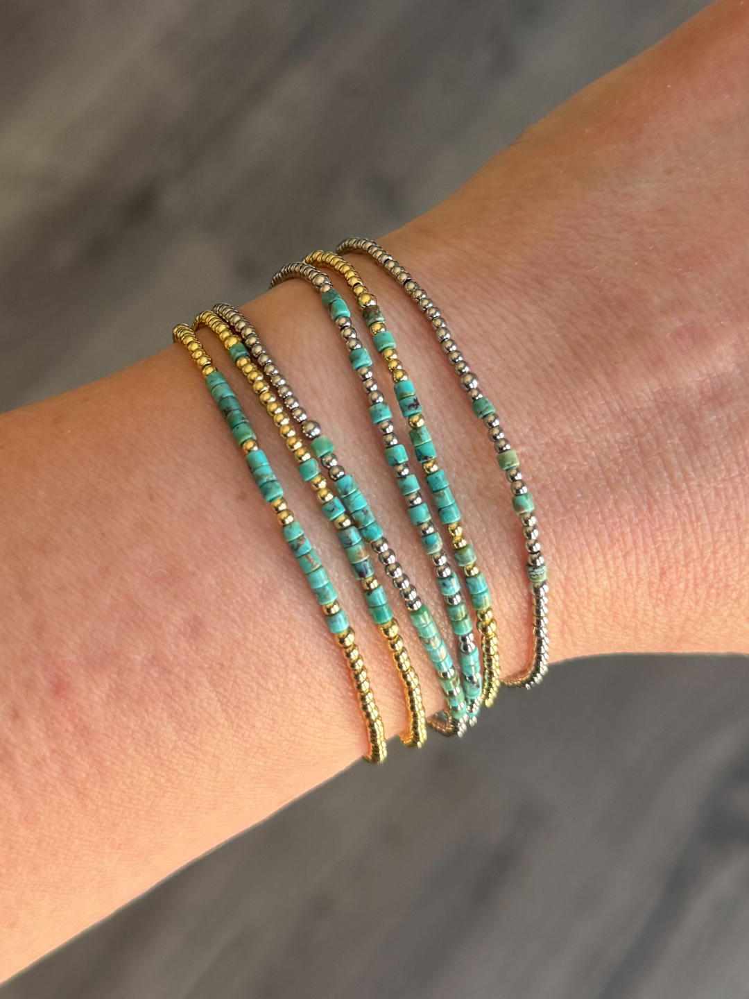 Morse Code Turquoise Gemstone 14k Gold Fill, Sterling Silver or Stainless Steel Bracelet