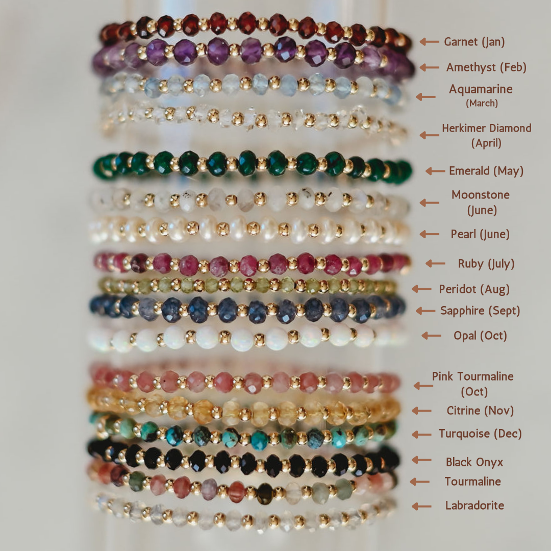 Rae Birthstone Gemstone Beaded Bracelet- WHOLESALE