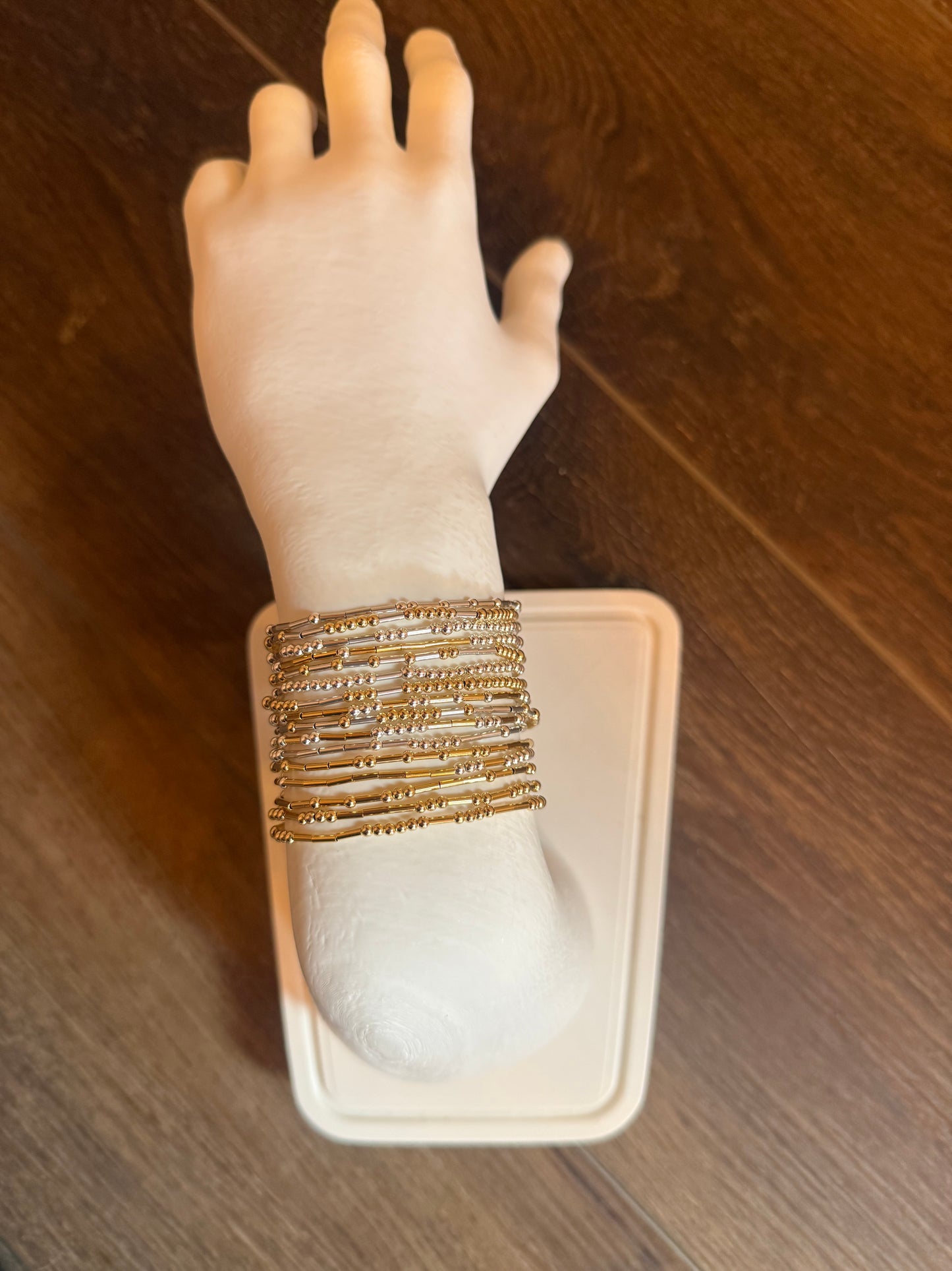 Morse Code 14k Gold Fill and Sterling Silver Bracelet - Small