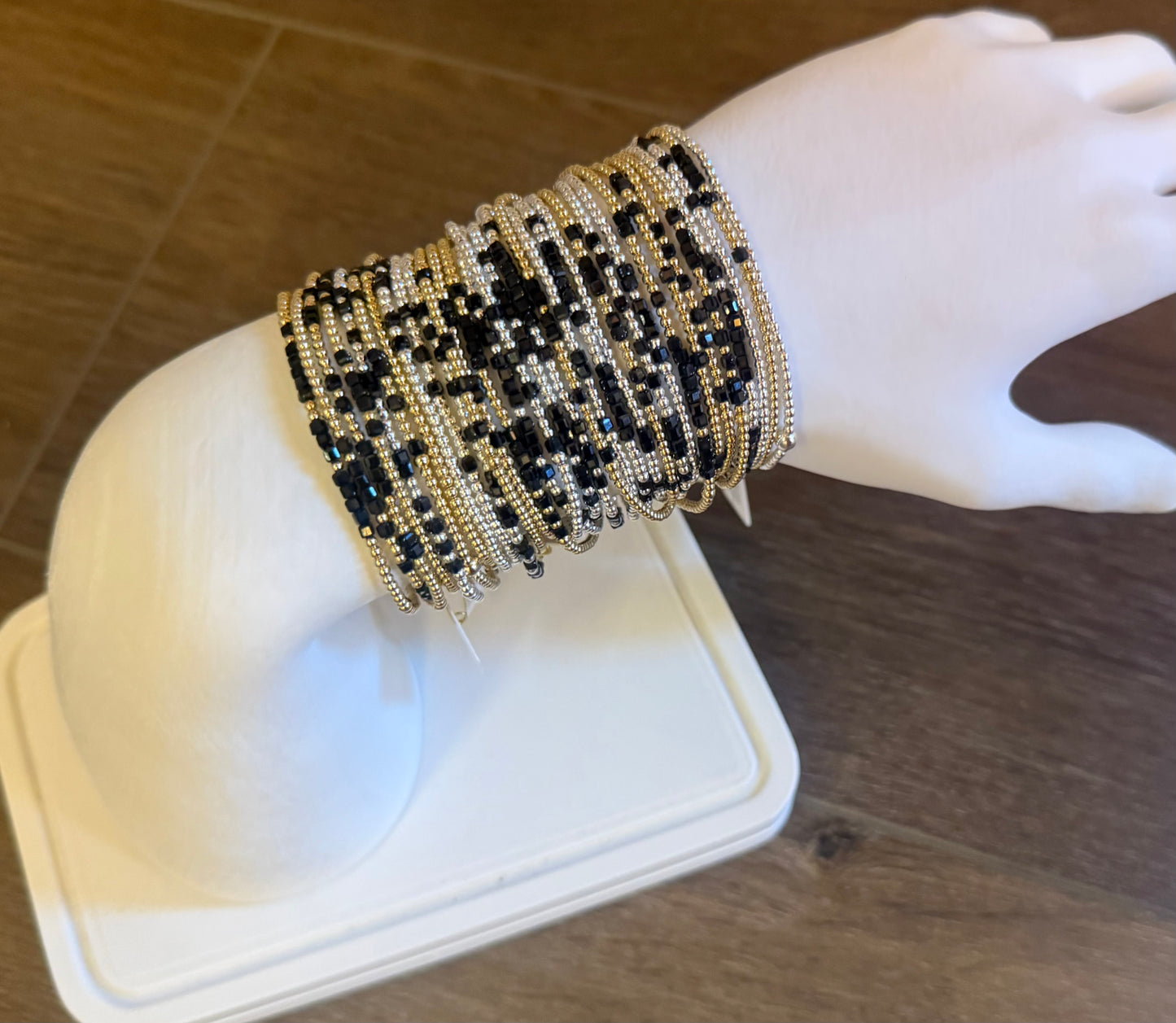 Morse Code Black Onyx Gemstone 14k Gold Fill, Sterling Silver or Stainless Steel Bracelet