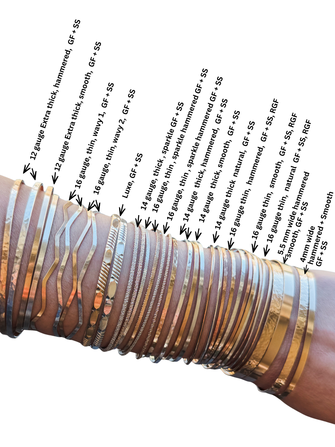 Permanent Jewelry Bangle - Gold Fill, Sterling Silver, Rose Gold Fill