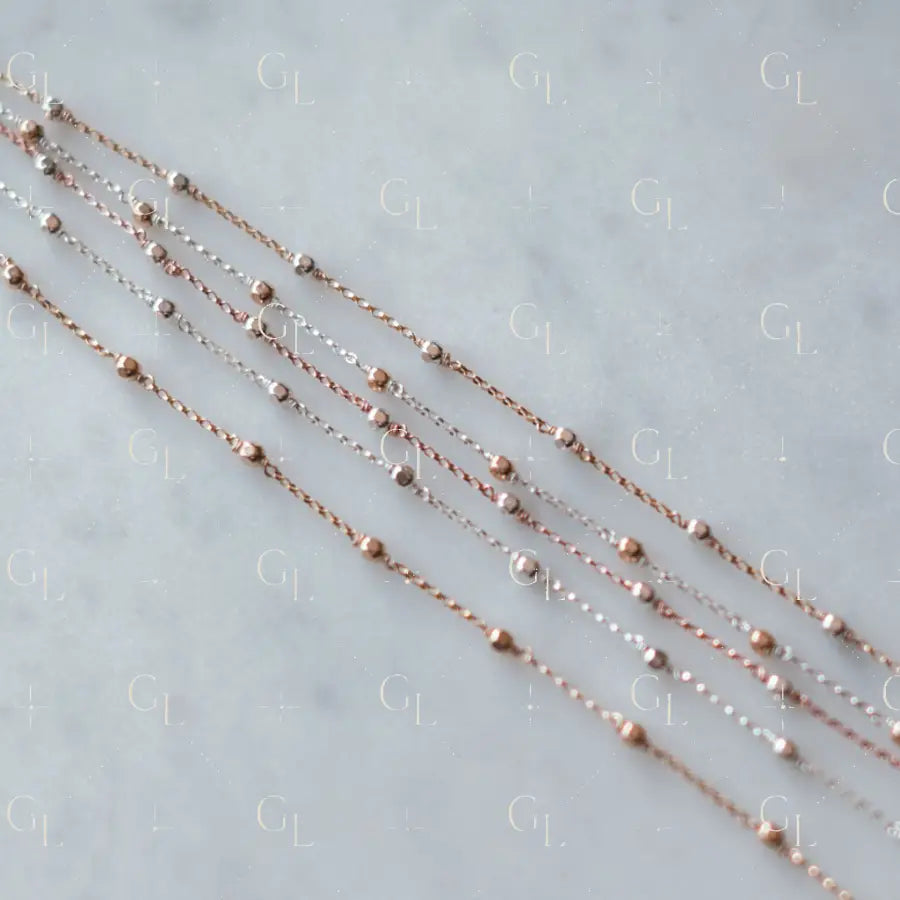 3mm Faceted Satellite Mixed Metal Permanent Jewelry Chain (3 feet) PREORDER
