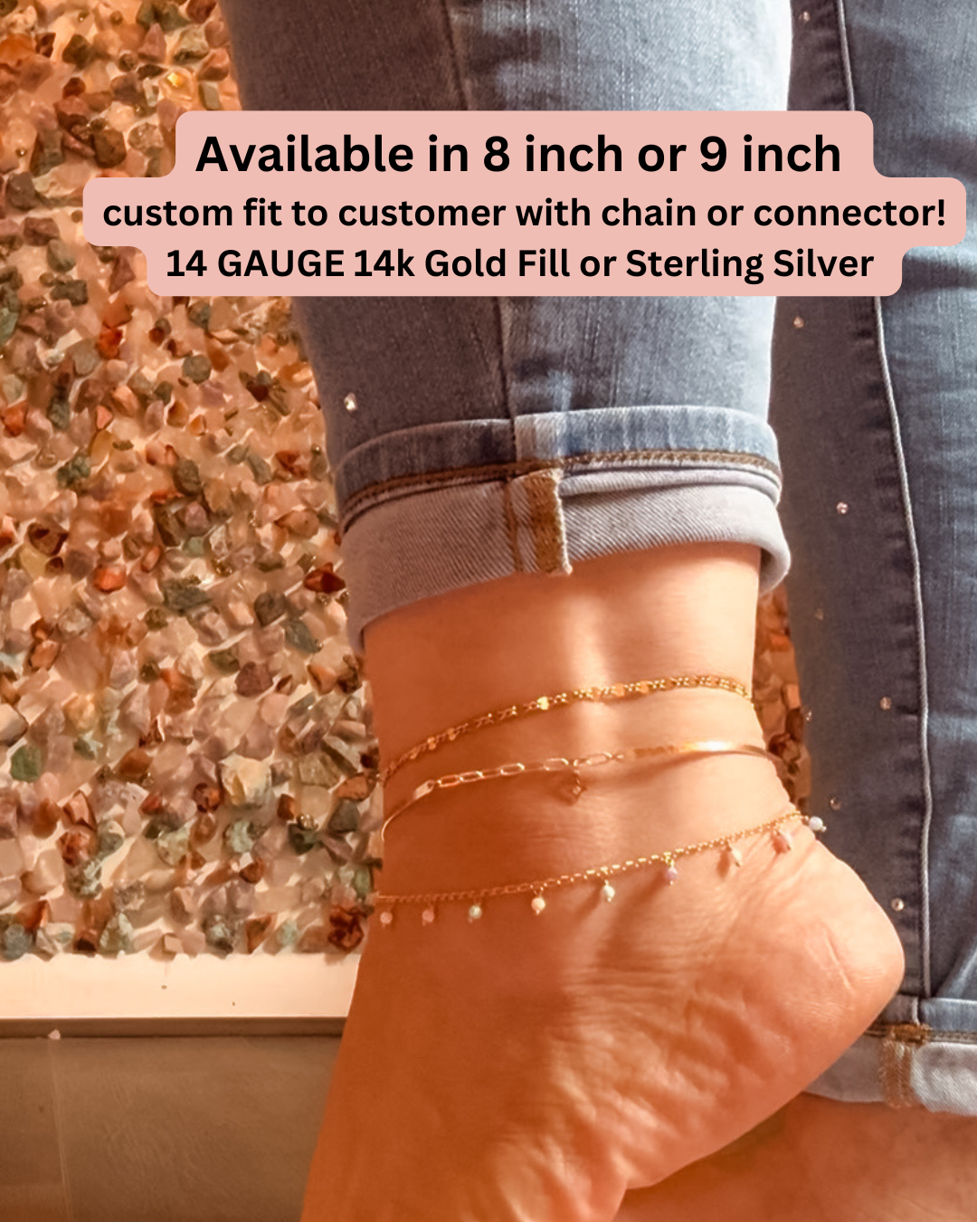 BANKLETS! Permanent Jewelry Anklet Bangle- 14k Gold Fill or Sterling Silver