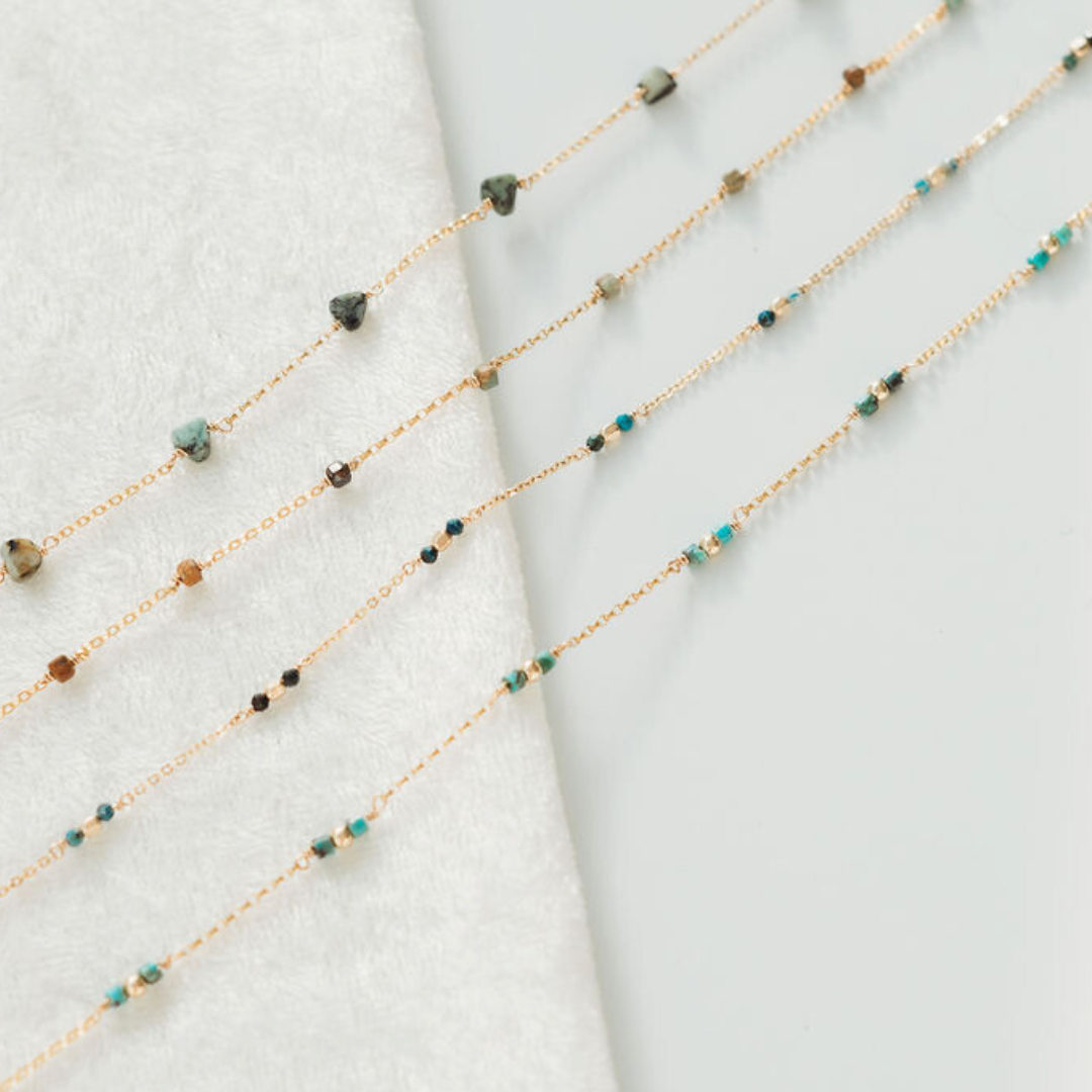 Tiny Turquoise, Turquoise Cube, Heishi Turquoise Permanent Jewelry Chain -READY TO SHIP