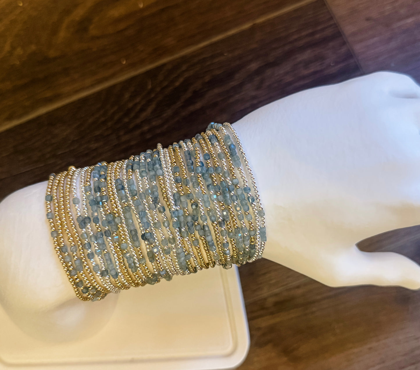 Morse Code Kyanite Gemstone 14k Gold Fill, Sterling Silver or Stainless Steel Bracelet
