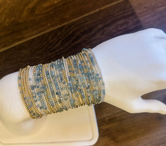 Morse Code Kyanite Gemstone 14k Gold Fill, Sterling Silver or Stainless Steel Bracelet