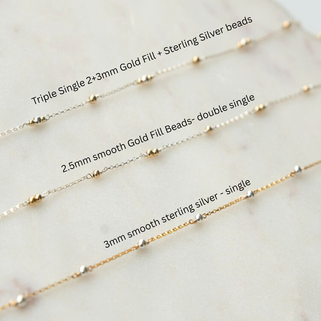 Mixed Metal Smooth Gold Fill + Sterling Silver Beaded  Permanent Jewelry Chain READY TO SHIP