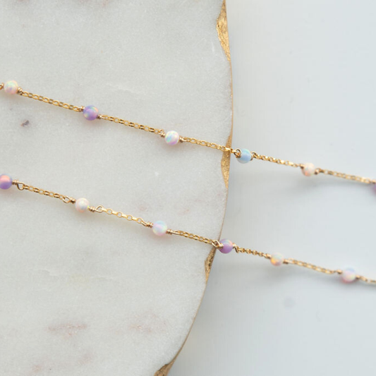 NEW- Amazing Mixed Opal Gemstone Permanent Jewelry Chain READY TO SHIP