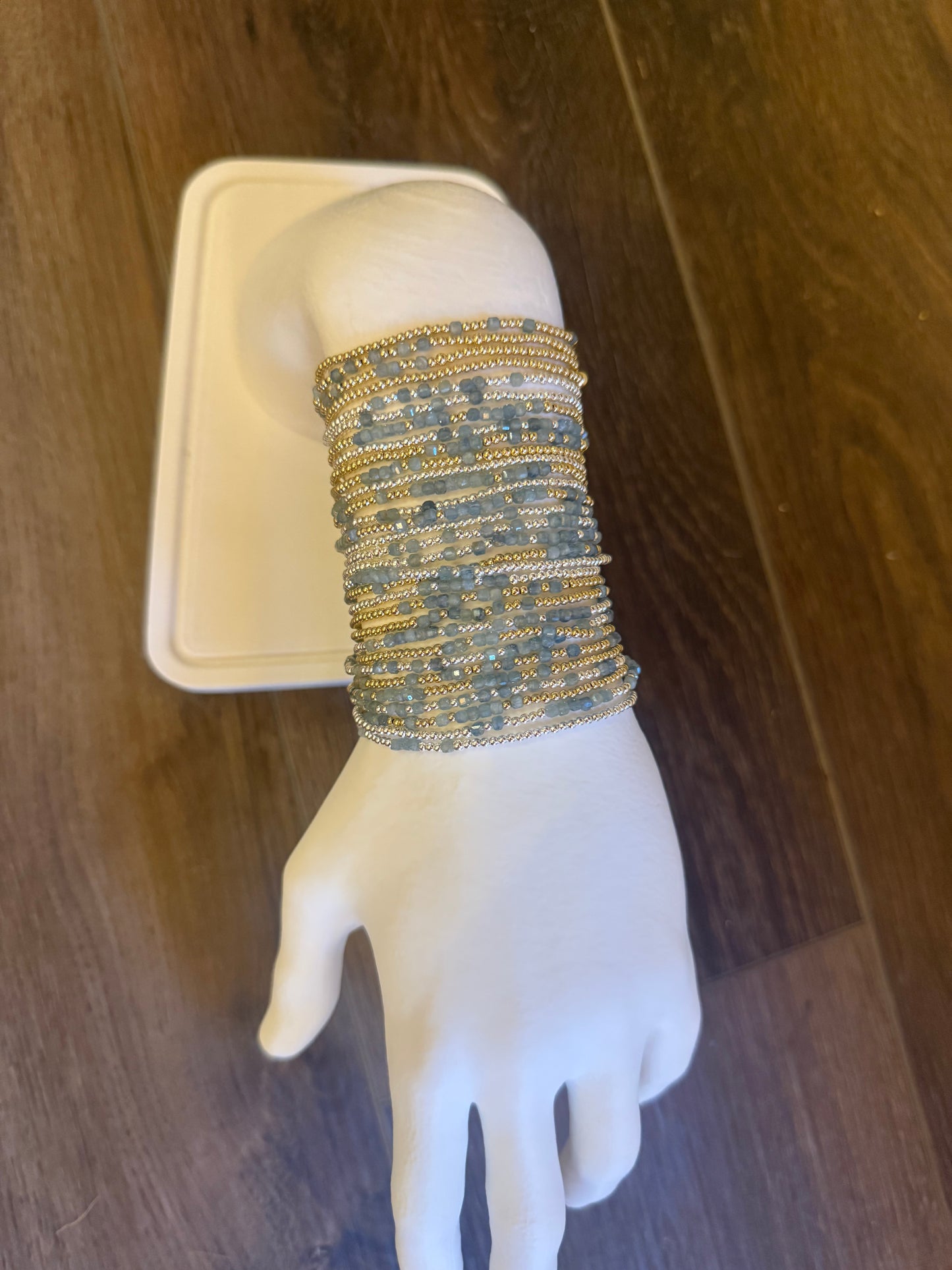 Morse Code Kyanite Gemstone 14k Gold Fill, Sterling Silver or Stainless Steel Bracelet