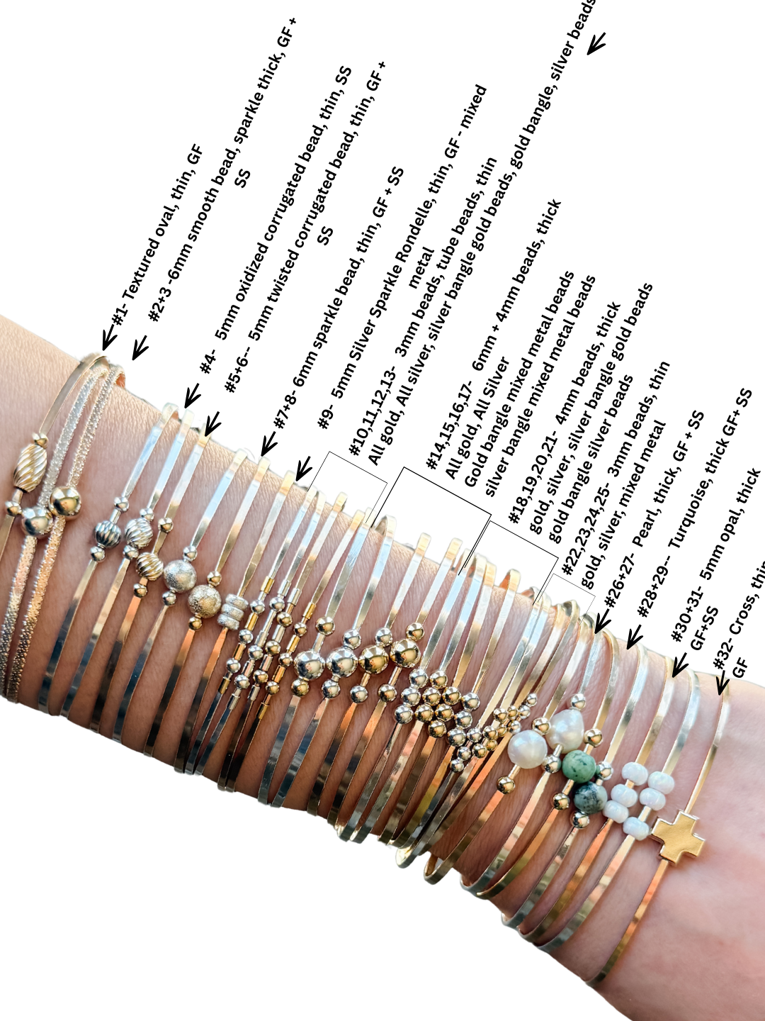 NEW! Beaded Permanent Jewelry Bangle - 14k Gold Fill, Sterling Silver, Mixed Metal