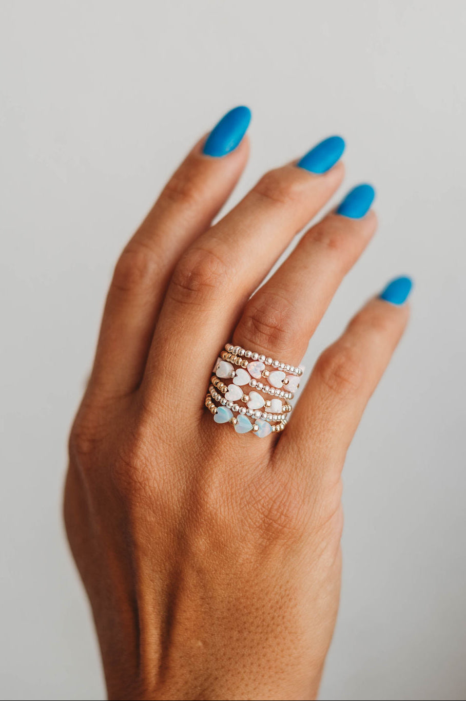 Triple Heart Beaded Ring 14k Gold Fill + Sterling Silver - SINGLE FINGER RING