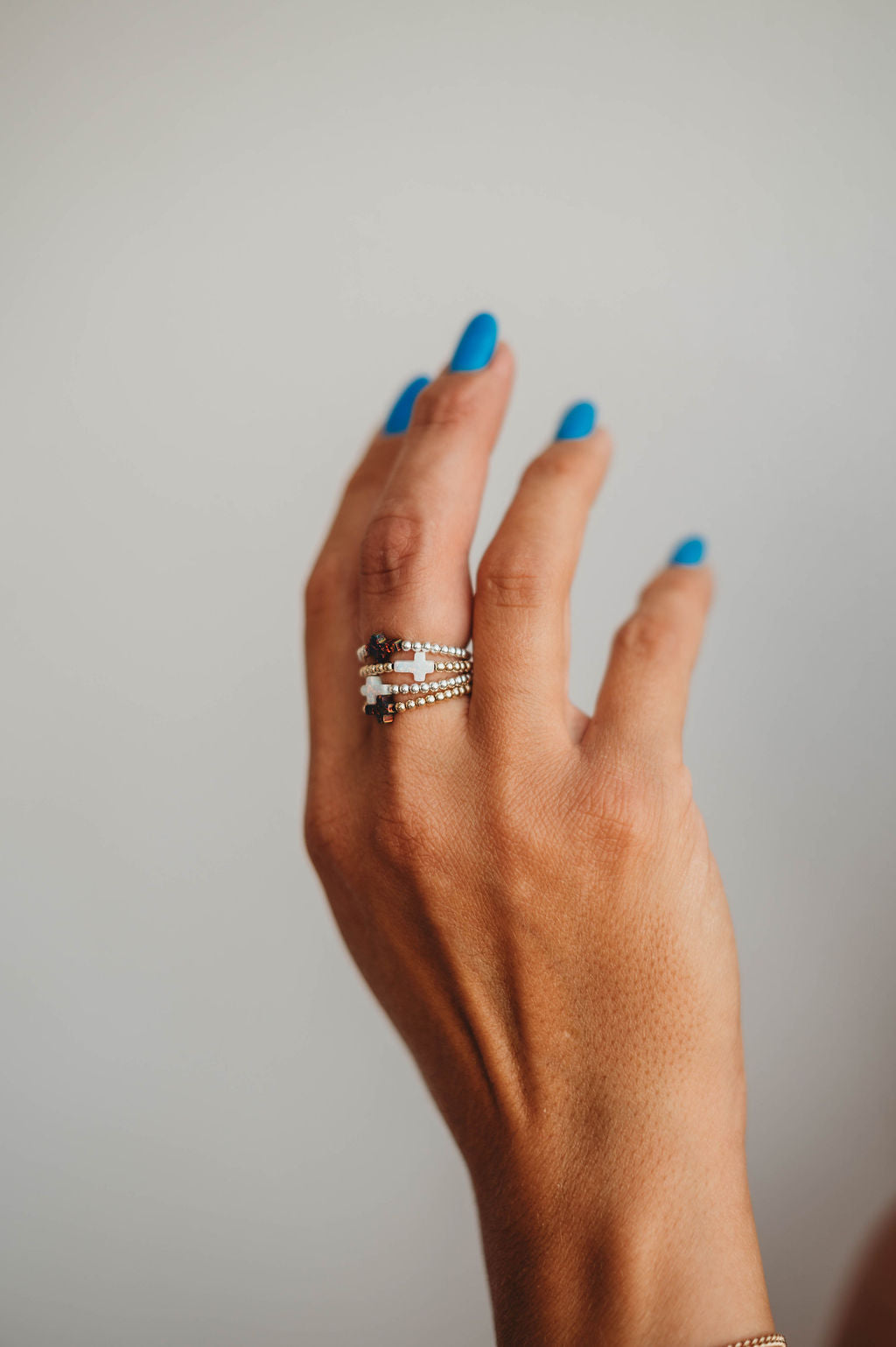 Cross Beaded Ring 14k Gold Fill + Sterling Silver - SINGLE FINGER RING