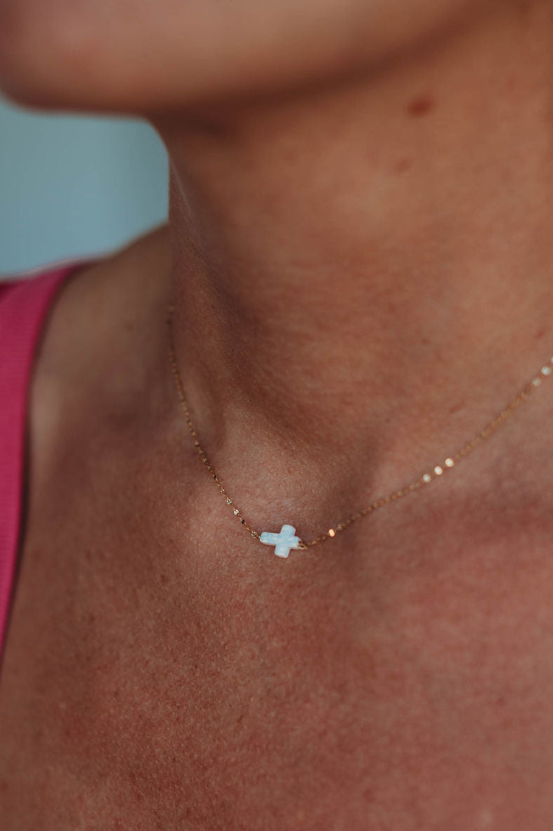 Trust Necklace- 14k Gold Fill/ Sterling Silver - Opalite Collection