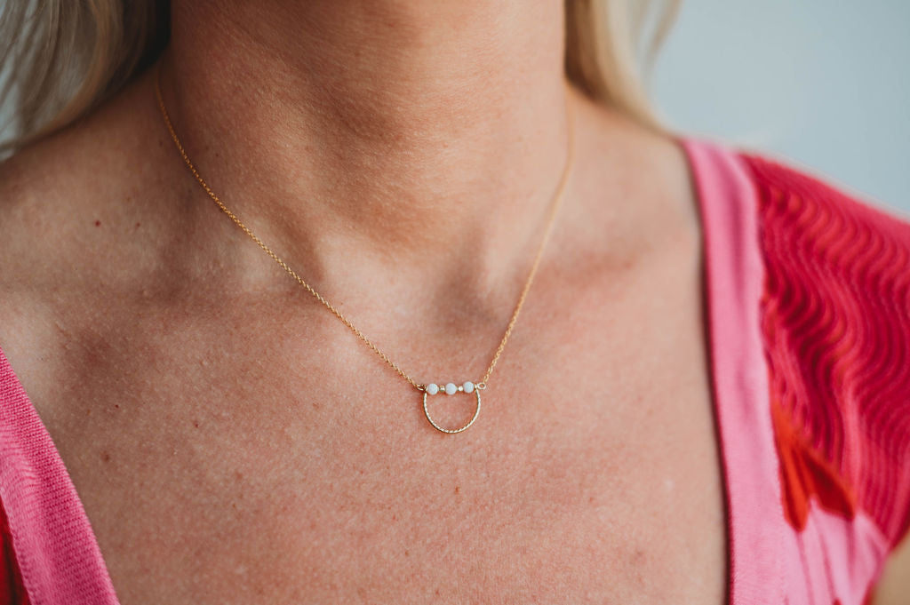 Halo Necklace- 14k Gold Fill/ Sterling Silver - Opalite Collection