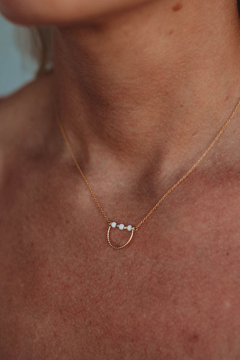 Halo Necklace- 14k Gold Fill/ Sterling Silver - Opalite Collection