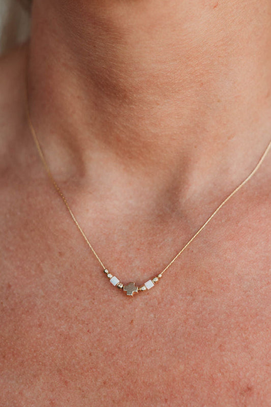 Faith Necklace- 14k Gold Fill/ Sterling Silver - Opalite Collection