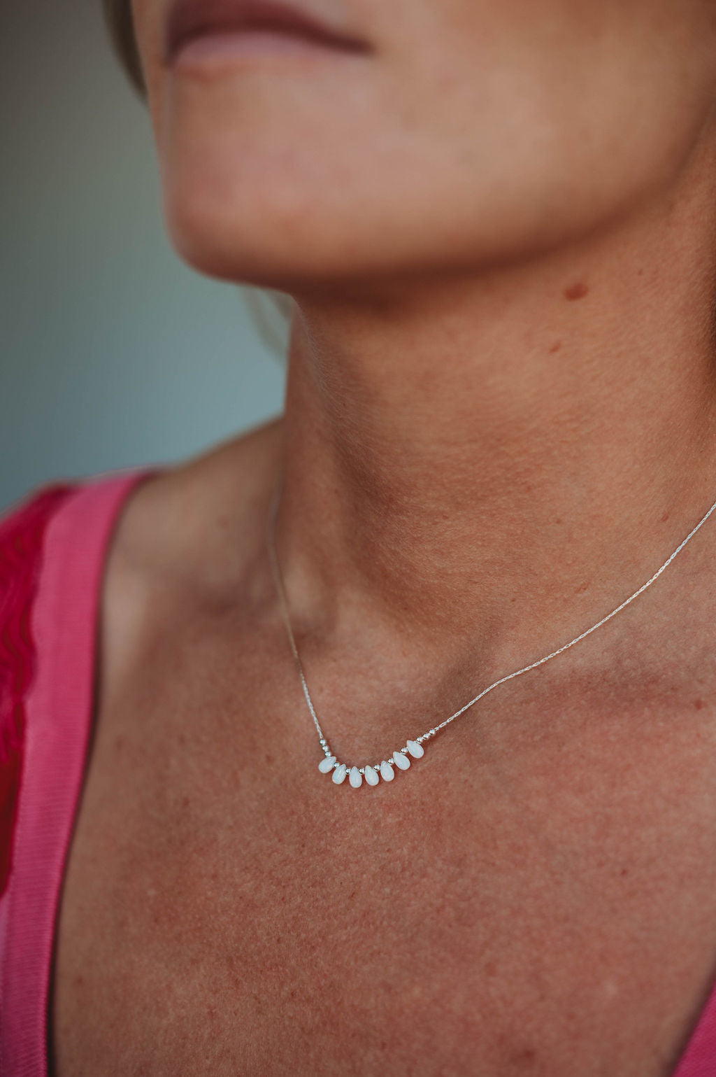 Rain Necklace- 14k Gold Fill/ Sterling Silver - Opalite Collection